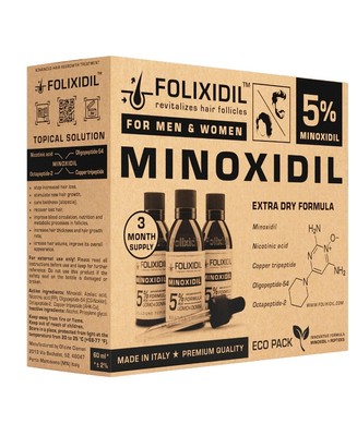 Набор лосьонов против выпадения волос на 3 месяца - Folixidil ECO Folixidil medical 5%, 60 мл, 3 шт